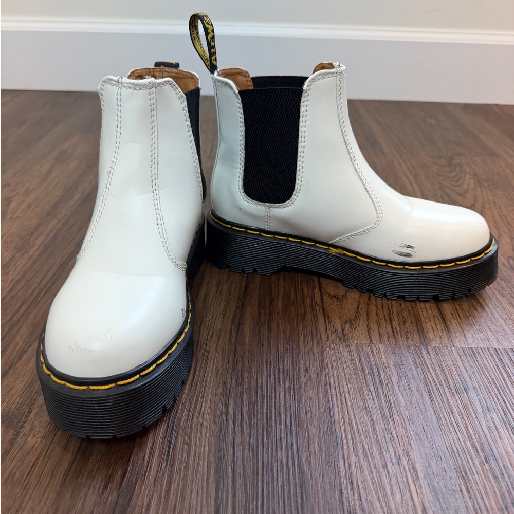 Dr. Martens White Leather Chelsea Boots